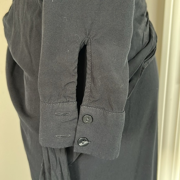 L SPACE Aura Shirt Dress Ruched Hips Back Front Button Up Black Dolman Sleeve S - Picture 7 of 11
